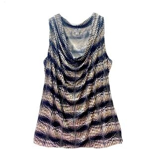 Worthington Sleeveless Top XL Abstract Print Drape Cow Neck Effortless Layering